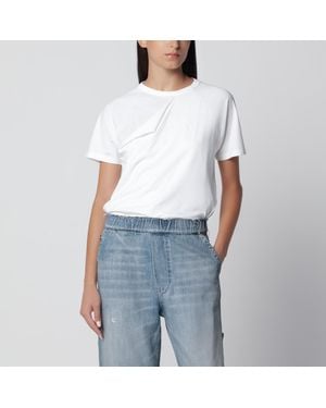 MM6 by Maison Margiela Cotton Jersey T-Shirt With Distressed Detail - Blue
