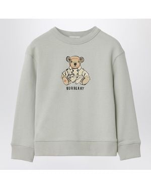 Burberry Limestone Sweatshirt With Bear Wearing Trench Coat - Grey
