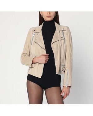 S.w.o.r.d 6.6.44 Biker Jacket In Suede Leather - Natural