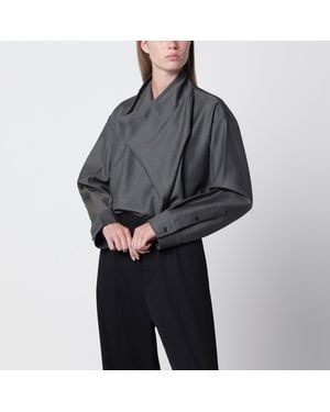 Bottega Veneta Mélange Lightweight Wool Canvas Blouse - Black