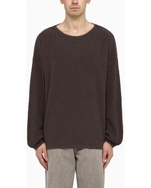Our Legacy Maglia girocollo popover in misto seta - Marrone