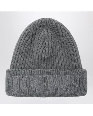 Loewe Wool Beanie With Logo Embroidery - Grey