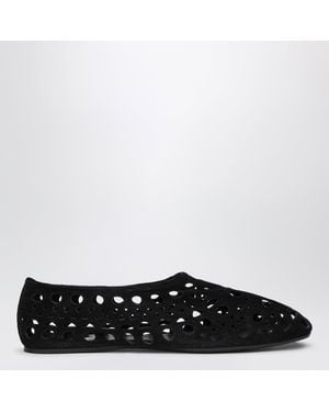 Alaïa Suede Vienne Perforated Slippers - Black