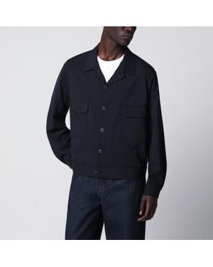 Santaniello Blaue Hemdjacke Aus Wollmischung