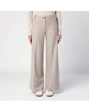 Quelledue Wide Leg Virgin Wool Pants - Natural