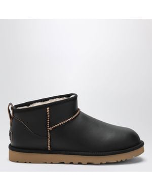 UGG Classic Ultra Mini Contrast Leather Boots - Black