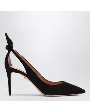 Aquazzura Suede Deneuve Court Shoes - Black