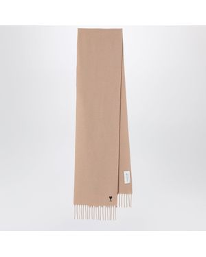 Ami Paris Ami De Coeur Wool Scarf - Natural