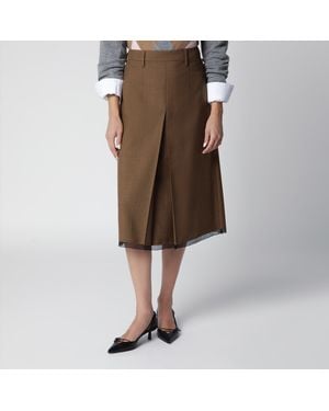 Prada Tobacco-Colored Wool Skirt - Brown