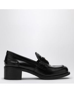 Miu Miu Penny Schwarzer Slipper Aus Gebürstetem Leder