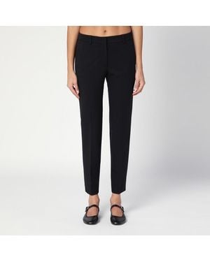 Quelledue Schwarze Hose Aus Wollgemisch Mit Schmaler Passform