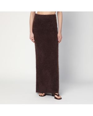 スカート Soft Goat Long Lime-coloured brushed cashmere skirt Brushed Skirt - Skirts - Lime | Soft Goat