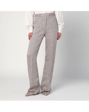 Max Mara Gerade Leinenhose - Grau
