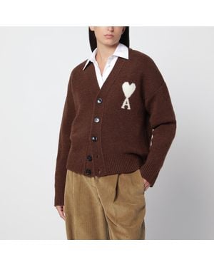 Ami Paris Ami De Coeur Cardigan - Brown