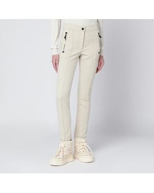 Moncler Ivory Slim Pants In Gore-tex - Natural