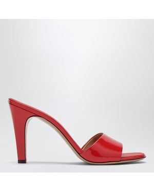 Ferragamo Feuerrote Lackleder-Slides Mit Absatz
