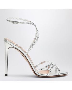 Aquazzura Sandali love struck argento con cristalli - Bianco
