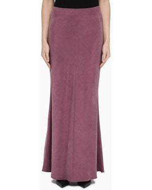Max Mara Langer Malvenfarbener Rock Aus Leinengemisch - Lila