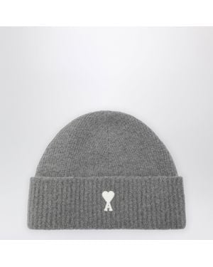 Ami Paris Ami De Coeur Wool-Blend Beanie - Grey