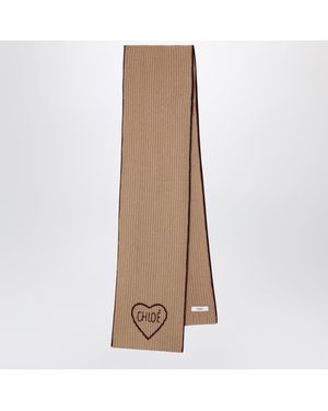 Chloé Encoeur Wool And Cashmere Scarf - Natural