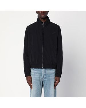 Saint Laurent Giacca con zip nera in nylon stropicciato - Nero
