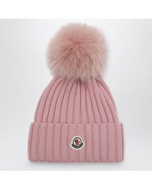 Moncler Wool Beanie With Pom-Pom - Pink