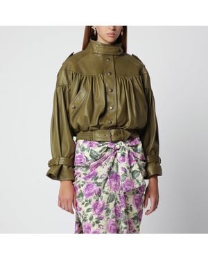 Chloé Eucalyptus Cropped Jacket With Leather Belt - Green