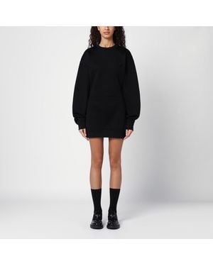 Prada Short Plush Dress With Logo Triangle - Black