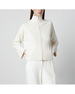 Max Mara Ivory Viscose-Blend Zip-Up Sweatshirt - White