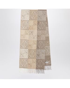 Loewe Anagram Wool And Cashmere Scarf - Natural