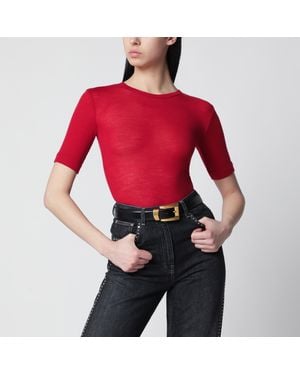 Versace Wool T-Shirt With Embroidered Logo