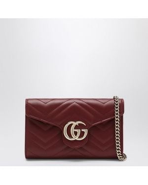 Gucci Gg Marmont Wallet Anchor With Chain - Red