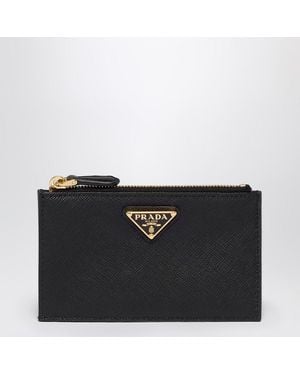 Prada Saffiano Zipped Card Case - Black