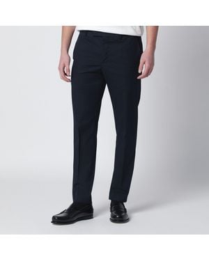 PT Torino Slim Fit Cotton Blend Trousers - Blue