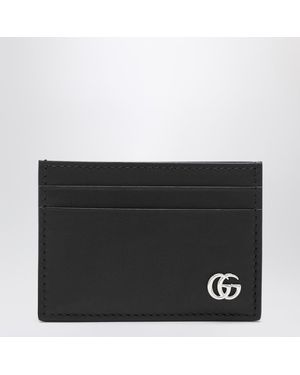 Gucci Card Holder With Money Clip Gg Marmont - Black