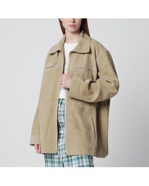 Halfboy Suede Leather Parka - Natural