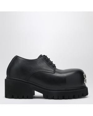 Balenciaga Leather Derby Stomper Shoe - Black
