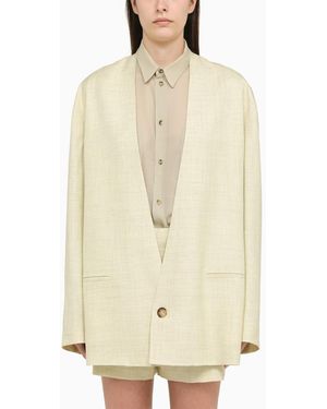 Philosophy Light Single-breasted Jacket In Linen Blend - Natural