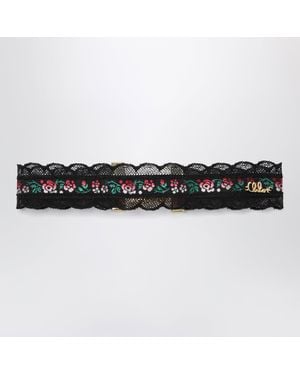 Chloé Collier Choker En Dentelle Et Ruban Jacquard À Motif Floral - Noir