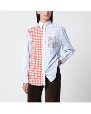 Loewe Chemise Patchwork Bleu Clair Et En Coton - Multicolore