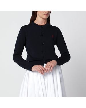 Ami Paris Ami De Coeur Wool Cardigan - Black