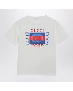 Gucci T-Shirt Blanc Avec Imprimé Logo
