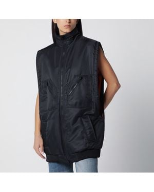 MM6 by Maison Margiela Nylon Zip-Up Vest - Black