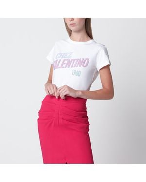 Valentino Cotton T-Shirt With Logo Print - Pink