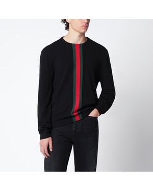 Gucci Schwarzer Kaschmirpullover Mit Web-Motiv