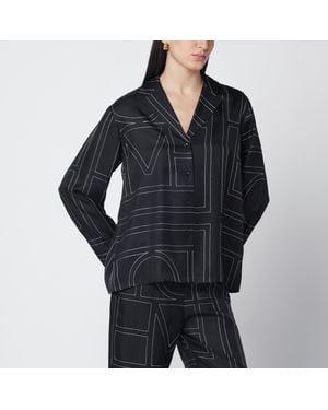 TOTEME Chemise De Pyjama Monogram En Soie Noire