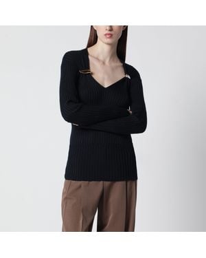 Bottega Veneta Ribbed Jumper With Prisma Pins - Black
