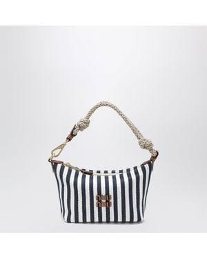 Miu Miu Striped Jacquard Cotton And Leather Pouch, /Cognac - White
