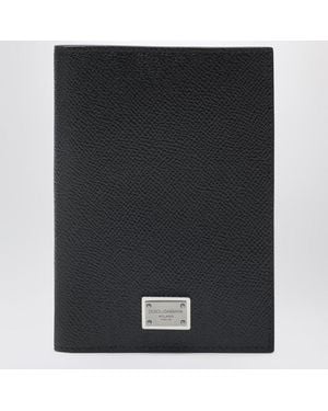 Dolce & Gabbana Passport Holder With Logo Plaque - Black