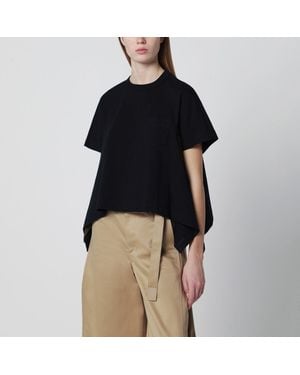 Sacai Khaki Drapedhem Tshirt - Black